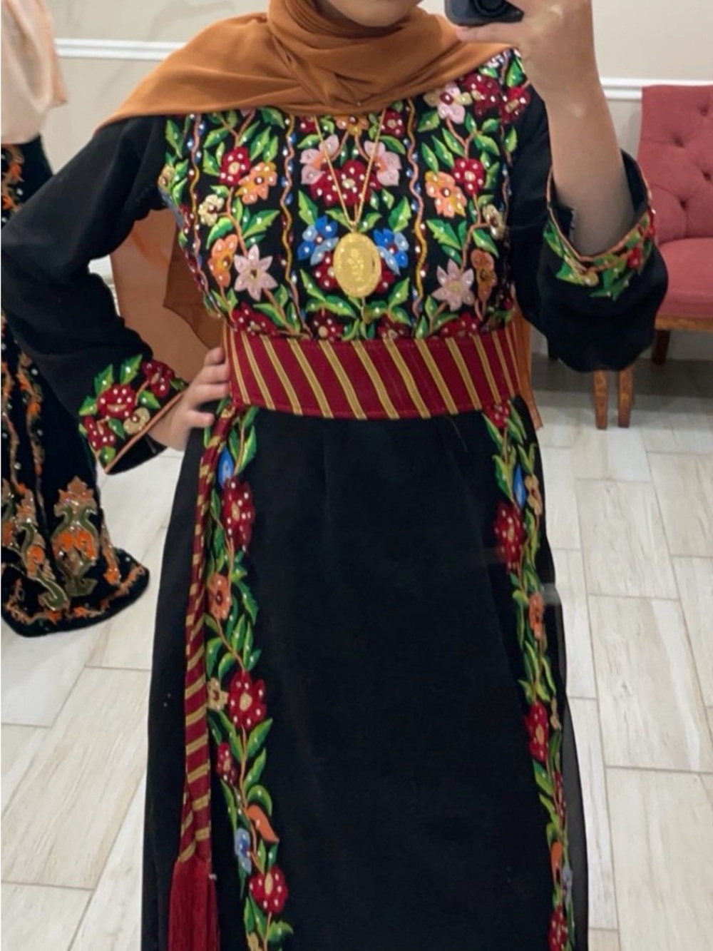 Embroidered abaya dress Palestinian Thobe